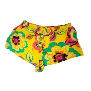 GB Giani Bini Womens Floral Yellow Shorts XL Lightweight Summer Beachwear Rayon